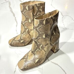 Sam Edelman Women’s Block Heels Snakeskin Square Toe CODIE Ankle Boots Size 8